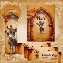 Baby giraffe in steampunk-cartoon