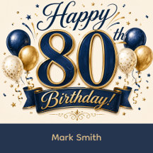 80th Birthday Blue and Gold themed