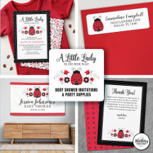 Cute Little Lady Red Ladybug Baby Girl Shower