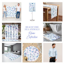 Beach Vibe Pastel Colors Sea Animals Pattern