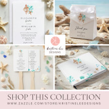Elegant Coastal Seashell Watercolor Beach Wedding
