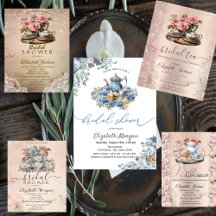 Tea Cup Flowers Glitter Bridal Shower