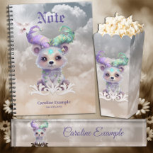 Magical bear cub in pastel glitter. 