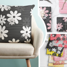Modern Hand Drawn Whimsical Daisies And Stripes