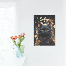 A mysterious majestic black cat custom name