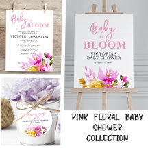Pink Floral Baby in Bloom Baby Shower Collection