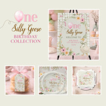 One Silly Goose Gingham Floral Birthday Collection
