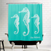 Shower Curtains: Vintage Seahorse Shower Curtains