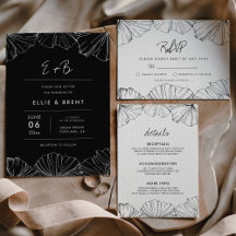 Elegant minimalist Ginkgo Biloba wedding suite