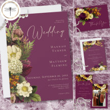 Elegant Moody Jewel Vintage Floral Wine Wedding