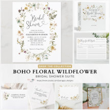 Elegant Boho Chic Floral Wildflowers Bridal Shower