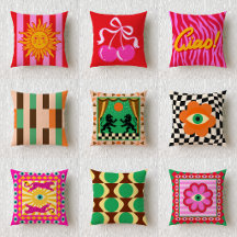 Dopamine Aesthetic Maximalist Throw Pillow Set 3