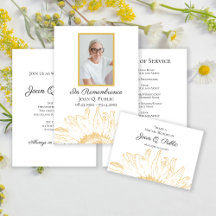 Yellow Sunflower Graphic Funeral Memorial