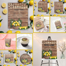 Rustic Lemon Basket Modern Cute Baby Shower