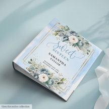 Dusty Blue White Gold Sweet 16th Ring Binders 28BD