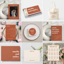 Bold Minimalist Boho Rust Retro Simple Wedding
