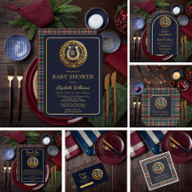 Preppy Horseshoe Plaid Monogram Baby Shower