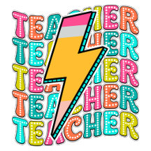 Retro Teacher Pencil Lightning Bolt