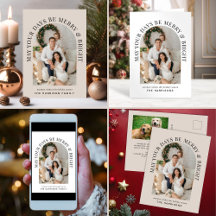 Elegant Arch Photo Merry & Bright Holiday Cards