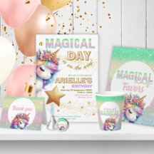 Magical glitter rainbow unicorn birthday party