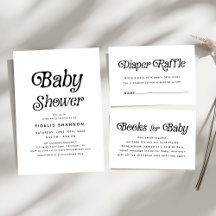 Retro Baby Shower   Black and white