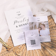 Minimalist Monogram Photo Formal Wedding