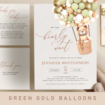Bear Balloons GREEN GOLD