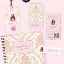 Art Nouveau Pink Floral Iris Business Suite