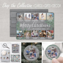 Gray Wood & Greenery Christmas Cards & Home Decor