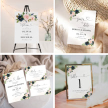 Navy & Blush Pink Floral Collection