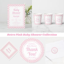 Retro Pink Pastel Girl Baby Shower