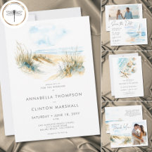 Coastal Beach Modern Watercolor Wedding