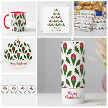 Christmas Red Roses & Green Holly