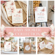 Boho Butterfly Wildflower Floral Girl Baby Shower