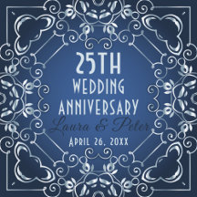 Elegant Classy Blue and Silver Wedding Anniversary