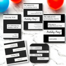 Modern Simple Black And White Elegant Birthday