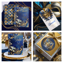 Masquerade Sweet Sixteen Blue & Gold