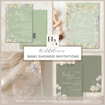 Cute Wildflower Baby Girl Shower Invitations