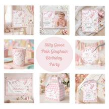 Silly Goose Pink Gingham Girl Birthday