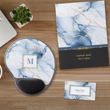 Elegant Modern White Marble with Blue and Gold