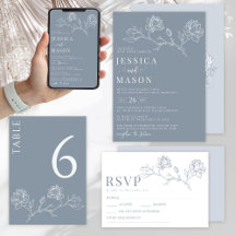 Dusty blue floral magnolia wedding