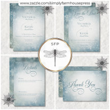 Romantic Falling Snow Blue & White Wedding