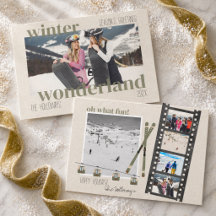 Fun Winter Ski Holiday Photo Card Suite