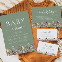Baby in Bloom Wildflowers Sage Green Baby Shower
