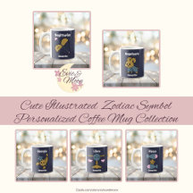 Cute Illustrated Zodiac Symbol Mug Collection