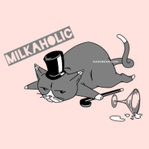 "Milkaholic" Cat Baron Pun Illustration