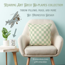 Roaring Art Deco Bi-planes - blue green airplanes.