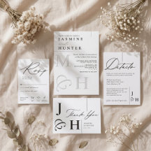Luxury Script Minimal Monogram Letterpress wedding