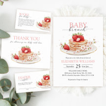 Pink Strawberry Baby Brunch Baby Shower Invitation