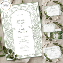 Sage Green Vintage Botanical Trellis Arch Wedding